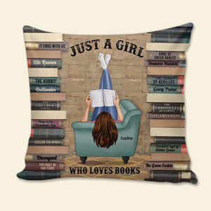 Book Girl Just A Girl Who Loves Books 05qhqn060723tm Personalized Square Pillow - Pillow - GoDuckee