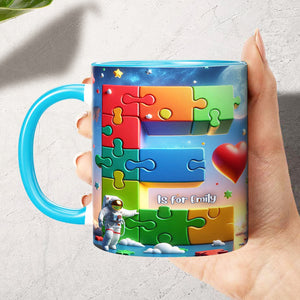 Personalized Gift For Autism Kid, 3D Puzzle Alphabet & Wandering Astronaut In Space 01QHLU060325 - Coffee Mug - GoDuckee