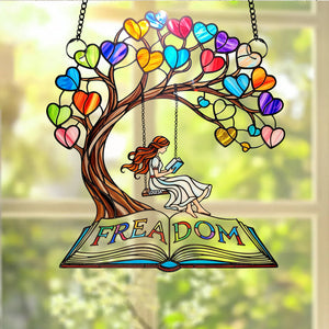 Reading Girl Suncatcher Ornament Personalized Gifts for Book Lovers 04QHDT160725 - Ornament - GoDuckee