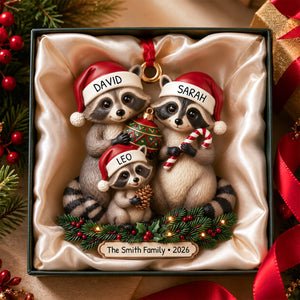 Lovely Raccoon Family Acrylic Ornament - Personalized Christmas Gifts For Family 03tydh140826