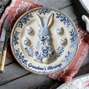 Grandma's Blessing Round Plate - Personalized Easter's Day Gift For Grandma 01NALU040226 - Ceramic Round Plate - GoDuckee