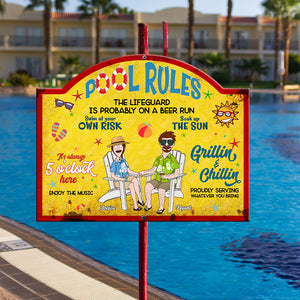 Personalized Gifts For Couples Metal Sign- Summer Pool Rules 01XQLU110225PA - Metal Signs - GoDuckee
