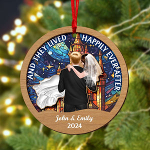 And They Lived Happily Ever After, Couple Gift, Personalized Ornament, Couple Suncatcher Ornament - Ornament - GoDuckee