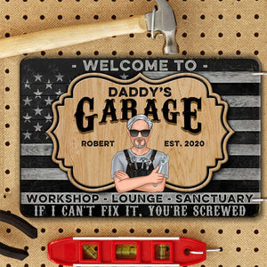 Welcome To Daddy's Garage Personalized Metal Wall Art - Metal Wall Art - GoDuckee