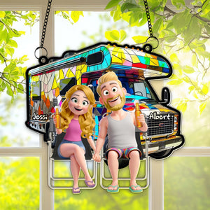 Couple With Colorful Motorized RV Suncatcher - Personalized Gifts For Couple 01TGLU140725 - Ornament - GoDuckee