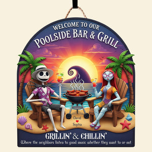 Spooky Love Wood Sign – Personalized Poolside Gifts for Couple 02naqn100625 - Wood Sign - GoDuckee