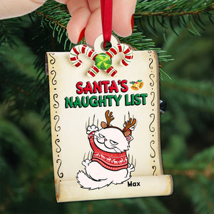 Santa's Naughty List, Personalized Wood Ornament, Christmas Gift For Cat Lovers - Ornament - GoDuckee
