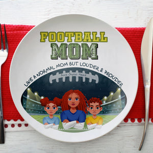 Personalized Gift For Football Mom Ceramic Round Plate Mother's Day 02XQLU200325HG - Ceramic Round Plate - GoDuckee