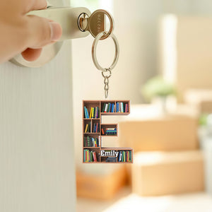 Personalized Gifts For Book Lover Keychain Alphabet Bookshelf - Keychains - GoDuckee