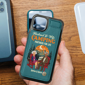 Personalized Gifts For Couple Leather Flip Wallet Phone Case 03xqtn190225pa Husband And Wife Camping Partners For Life - Phone Case - GoDuckee