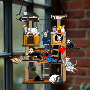 Spooky Cat Suncatcher Ornament, Personalized Gifts For Cat Lovers & Horror Fans 03qhdt070825-Homacus