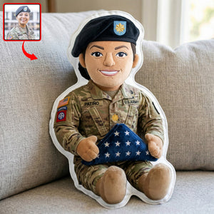 Custom Photo Military Memorial Folded Flag Pillow, Personalized Keepsake To Remember A Veteran 02qhqn250326 - Pillow - GoDuckee