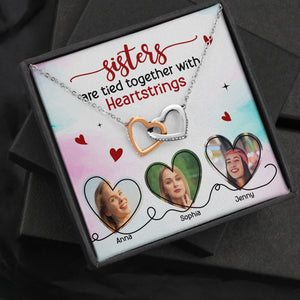 Sisters Are Tied Together With Heartstrings, Personalized 05HUTN231223 Interlocking Hearts Necklace - Jewelry - GoDuckee