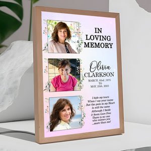 In Loving Memory, Personalized Picture Frame Light Box, Memorial Keepsakes, I Hide My Tears When I Say Your Name - - GoDuckee