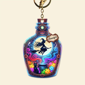 Mystical Witch Flying Keychain - Personalized Gifts For Witch Lovers 06pgqn160725 - Keychains - GoDuckee