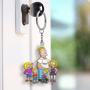 Funny Dad & His Little Ones Acrylic Keychain - Personalized Gifts For Father 01QHHU160525PA - Keychains - GoDuckee