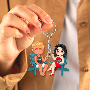 Personalized Gifts For Couple Keychain Drinking Couple 15QHHU110125HH - Keychains - GoDuckee