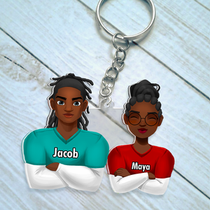 Personalized Gifts For Couple Keychain Football Lover Couple 031QHHU200125HG - Keychains - GoDuckee