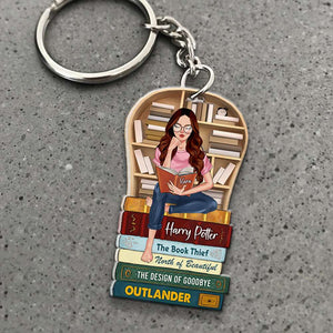 Reading Girl On Bookshelf 01huhu080823tm Personalized Keychain - Keychains - GoDuckee