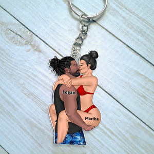 Personalized Gifts For Couple Keychain Funny Kissing Couple 14QHHU150125TM - Keychains - GoDuckee