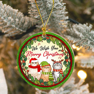 Cats, We Wish You A Merry Christmas Personalized Ornament, Christmas Gifts For Cat Lovers, 04ACPO031023 - Ornament - GoDuckee