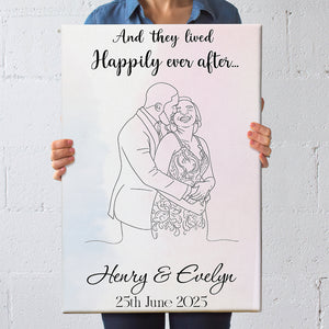 Line Art Couple Canvas - Custom Photo Gifts For Couple 01pgta080825 - Poster & Canvas - GoDuckee