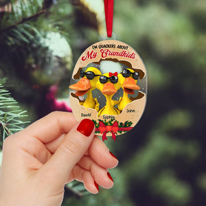 I'm Quacker About My Grandkids, Personalized Ducks Ornament, Gift For Grandparents - Ornament - GoDuckee