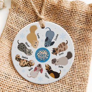 Cat-Personalized Ornament - Ceramic Circle Ornament- Gift For Cat Lover- Christmas Gift- Cat Lover Ornament - Ornament - GoDuckee