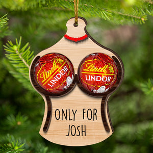 Couple Chocolate Holder-Personalized Wood Ornament-Christmas Gift For Couple- Funny Couple Ornament - Ornament - GoDuckee