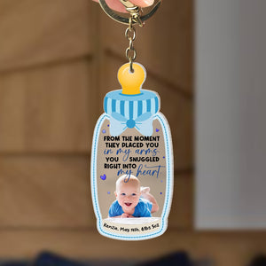 From the Moment They Placed You in My Arms, You Snuggled in My Heart- Custom Photo Keychain -Newborn Baby Gift - Keychains - GoDuckee