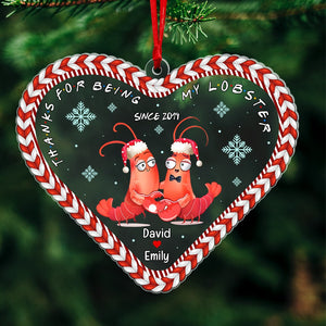 Thanks For Being My Lobster-Personalized Acrylic Ornament- Gift For Him/ Gift For Her- Christmas Gift- Lobster Couple Ornament - Ornament - GoDuckee