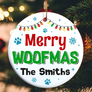 Merry Woofmas Personalized Ceramic Circle Ornament 05PGTN0030823TM - Ornament - GoDuckee