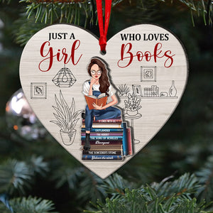 Just A Girl Who Loves Books-Personalized Wood Ornament - PW-2LWORM-03acqn030823tm - Ornament - GoDuckee