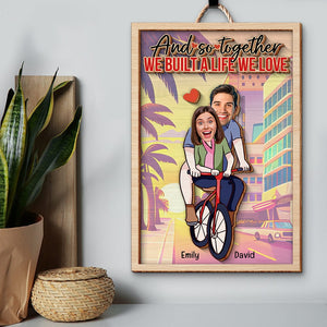 Custom Photo Gifts For Couple Wood Sign We Built A Life We Love - Wood Signs - GoDuckee