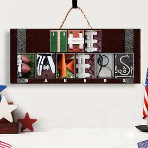 American Football Custom Name Alphabet Photo Letter - Personalized Wood Art - Wood Sign - GoDuckee