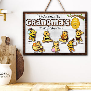 Personalized Gifts For Grandma Wood Sign Welcome To Grandma's Hive 04htqn060224 - Wood Signs - GoDuckee