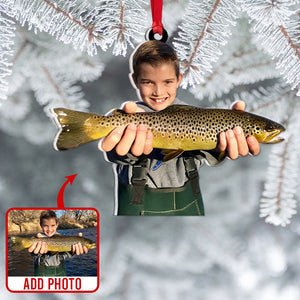 Custom Fishing Photo Ornament, Gift For Fishing Lovers - Ornament - GoDuckee