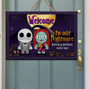 Welcome To Our Nightmare-Personalized Wood Sign- Gift For Halloween- Couple Wood Sign-happyc-03htqn090823 - Wood Sign - GoDuckee