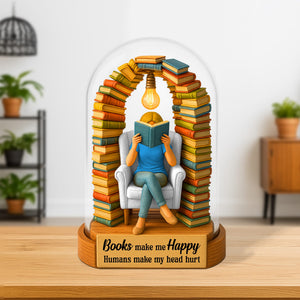 Reading Book Plaque - Personalized Gifts For Book Lovers 05hutn050625 - Shaped Plaques - GoDuckee