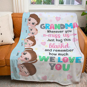 Grandma Whenever You Miss Us Just Hug This Blanket-Personalized Blanket- Gift For Grandma- Grandma Blanket - Blanket - GoDuckee