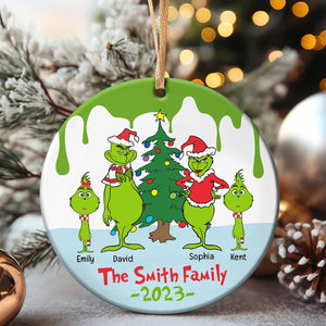 Family-Personalized Ceramic Circle Ornament-Gift For Family- Christmas Gift-02htqn181023 - Ornament - GoDuckee