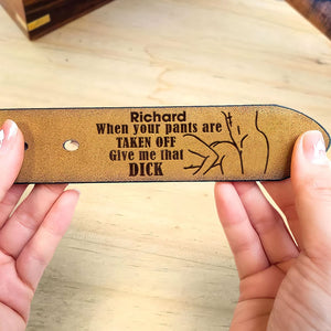 Personalized Gifts For Couple Secret Message Men's Belt Taken Off - Belts - GoDuckee