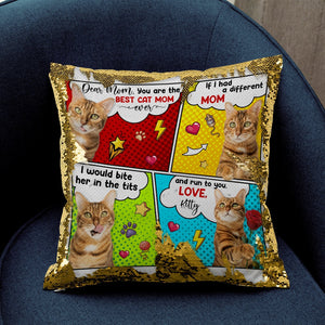 You Are The Best Cat Mom Ever, Custom Photo Square Glitter Pillow- Gift For Cat Lover - Pillow - GoDuckee