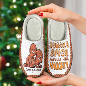 Everything Naughty-Personalized Home Slippers-Couple Gift-Gift For Christmas - Shoes - GoDuckee
