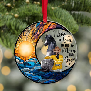 I Love You To The Moon And Back- Personalized Ornament - Acrylic Custom Shape Ornament- Gift For Horse Lover- Christmas Gift- Horse Ornament - Ornament - GoDuckee