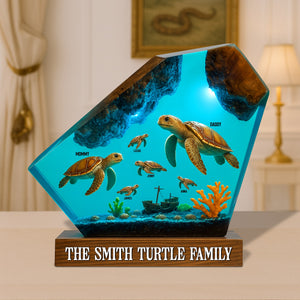 Turtle Family Plaque - Personalized Gifts For Family 04natn280525 - Shaped Plaques - GoDuckee