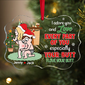 I Love Your Butt, Personalized Naughty Couple Medallion Acrylic Ornament, Gift For Christmas - Ornament - GoDuckee