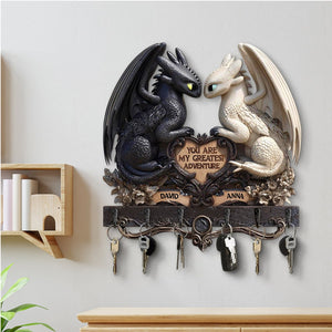 Dragon Couple Key Hanger - Personalized Gifts For Couple 01tgtn220525 - Wood Sign - GoDuckee