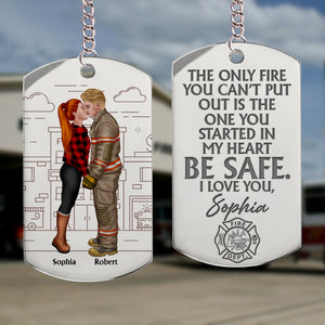Firefighter Couple, Be Safe, I Love You, Personalized Stainless Steel Engraved Keychain, Couple Gifts - Keychains - GoDuckee