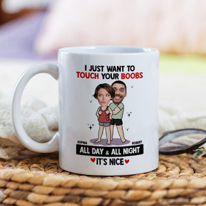 Touch Your Boobs, Custom Couple Mug Personalized, Mugs Custom Girlfriend, Gift For Couple - Coffee Mug - GoDuckee